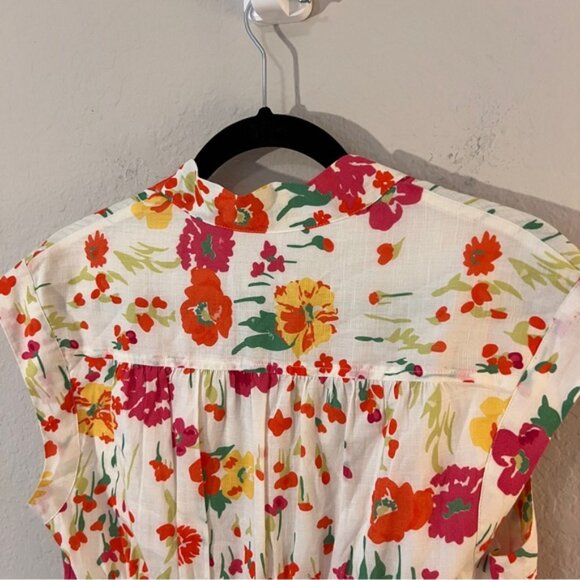 Merona Colorful Floral Sleeveless Button-Up Dress Size 8 100% Cotton - Picture 9 of 10